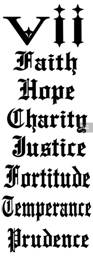 左手臂上7美德纹身（The Seven Holy Virtues tattoo on his left arm）： 诚信（Faith）、希望（Hope）、慈善（Charity）、正义（Justice）、勇敢（Fortitude）、节制（Temperance）、宽容（Prudence） 