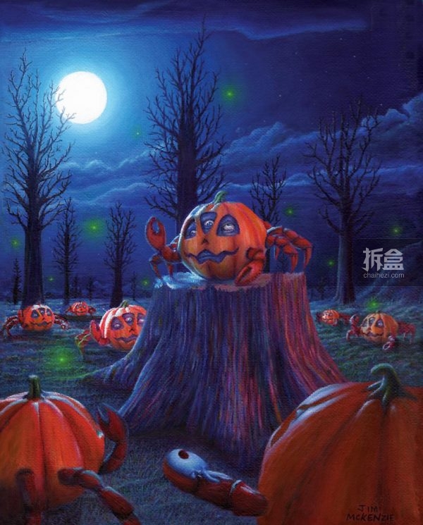 Pumpkin Crab Meet Up 南瓜螃蟹聚会 acrylic painting  $1,200 美元，丙烯画