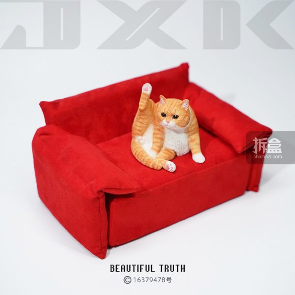JXK 1/6 懒猫7.0可爱搞怪网红表情包猫咪沙发模型摆件潮玩- 拆盒